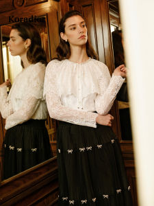 Koradior | White Lace and Beads Design Blouse