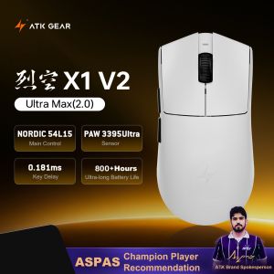 ATK Blazing Sky X1 Air Plus Wireless Gaming Mouse PAW3955 Master Dual 8K 54g Lightweight Ergonomic Dual Mode 0.163ms E-Sport PC