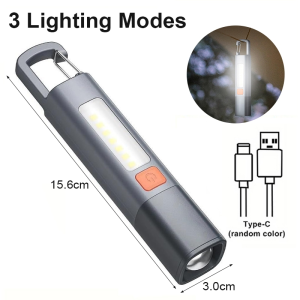 Goldstar Mini Flashlight Rechargeable Waterproof 3 Modes Zoomable Camping Strong Lights Outdoor 1200mAh Bicycle headlight charging horn night riding equipment