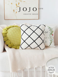 Fresh Green Checkerboard Pattern Pillowcase Cushion Cover Home Decor Simple Modern Style PP Cotton Canvas Material