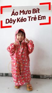 Áo mưa trẻ em vải dù có dây kéo chống thấm nước Kara House cho bé từ 3 đến 11 tuổi Áo mưa cho bé trai gái có nón