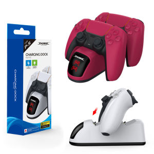 Narsta Bộ Sạc Nhanh Kép Màu Đỏ/Trắng Cho Bộ Điều Khiển Playstation 5 Trạm Sạc Đế Sạc Cho Tay Cầm Chơi Game PS5