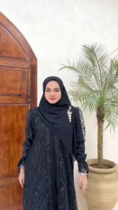 Saluna Dress M L XL XXL Baju Gamis Ceruty Kekinian 2024 Dress Busui Wanita Gamis Brukat Kondangan