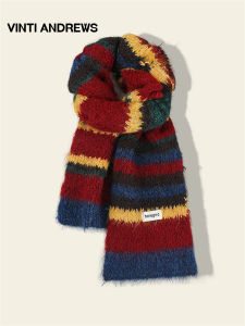 Contrast Stripes Knit Scarf
