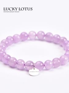 Natural Lithium Fluorite Crystal Bracelet Cats Eye Lavender Single Circle Womens Jewelry Fashion Accessories Lucky Lotus