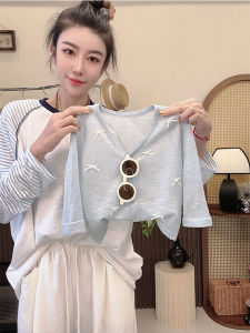 Breathable Childrens Sun Protection Clothing Light Blue Thin Style With Bow