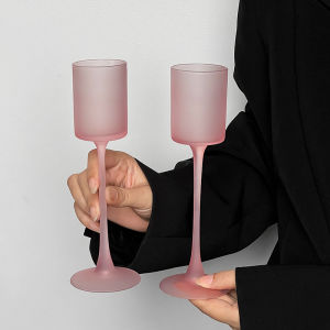 French Style Frosted Glass Straight Tube High Foot Cocktail Cup Creative Champagne Glass Sweet Wine Cup High Aesthetic Value