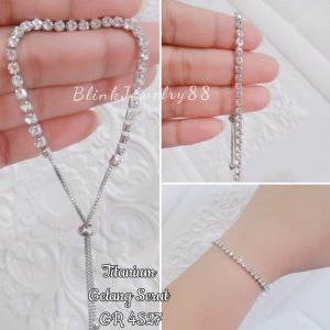 Gelang Serut Titanium Wanita Full Permata
