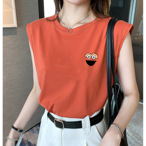 Summer New plus Size Loose Design Sense Sleeveless Vest Womens Inner Sport Base Outerwear Trendy Brand Cotton Polyester Blend
