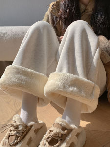 Gray Cashmere Sports Pants Female Autumn and Winter High Waist Fleece Cotton Pants Casual Loose Pants Small Ankle-Tied Sweatpants