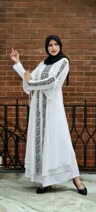 Abiyyuco TA9003 | Abaya Turkey Putih Busui Friendly