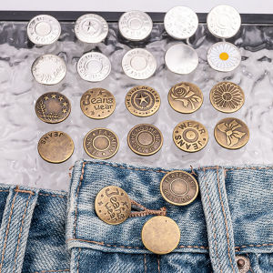 C.B.【Ready in Stock】 Jeans Buttons Adjustable Detachable Pants Snap Sewing-free Metal Buckle 10Pcs/pack