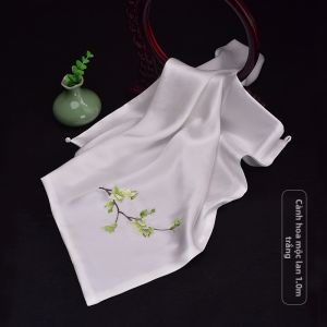 SHUOYA | Khăn Lụa Kẻ Sọc Thêu