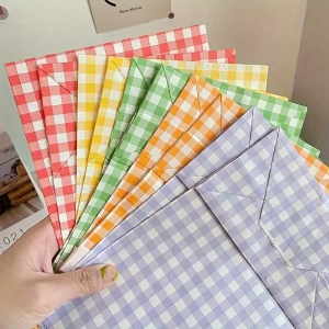 10 Chiếc Túi Giấy Kraft Kẻ Sọc Nhiều Màu Sắc Phong Cách Hàn Quốc Bao Bì Quà Tặng Đơn Giản Để Đựng Kẹo Đồ Lặt Vặt - Đồ Dùng Dịp Thân Thiện Với Môi Trường