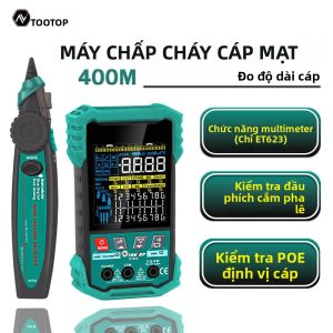 Máy Kiểm Tra Cáp Mạng Di Động TOOLTOP 400M Lập Bản Đồ Cáp LAN Kiểm Tra POE Phát Hiện Ngắn Mạch Đo Độ Dài Với Màn Hình LCD 3.2 Inch