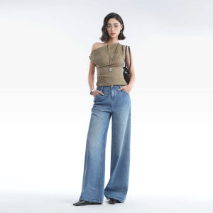 HIPPIE MISS | Wide Legged High Waist Drag Ground Denim Trousers