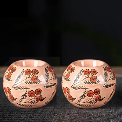 Tea Light Handmade Ceramic Candleholder Vintage Chinese