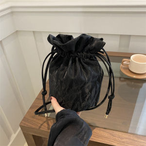 Cute Drawstring Bucket Bag Soft Sweet Fresh Small Womens Crossbody Bag Fashionable 2024 New Style Trendy Shoulder Bag