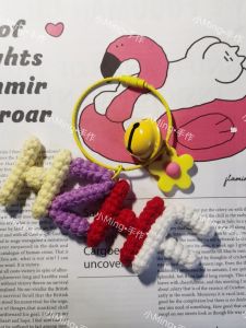 Hand Knitted Yellow Son Hongfan Microphone Pendant Burger Keychain Support Accessories Creative Dolls for Everyone