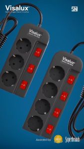 WokeOkay Stop kontak colokan listrik plus switch On Off 3 dan 4 lubang 2 meter Neutron Visalux