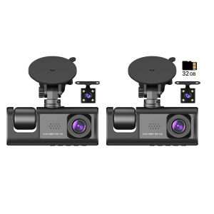 1080p Triple Dash Cam ด้านหน้าและด้านหลังด้านในกล้อง Dash Camera Night Vision Car สำหรับรถยนต์