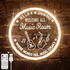 Live Music Neon Sign USB Guitar LED Neon Light 3D Art Wall Light Music Studio Party Bar Gaming Room Bedroom Decoration Gift