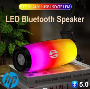 ♥100% sản phẩm gốc + Miễn phí vận chuyển♥HP 1202 bluetooth không dây Loa Mạnh Mẽ Xách Tay Hộp Âm Loa Siêu Trầm âm thanh trên xe hơi Bass thẻ TF U Đĩa Phát Lại Loa Với đèn LED
