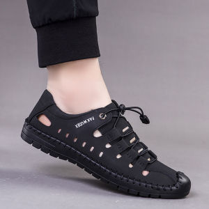 Brand Special Offer Genuine Leather Sandals Mens 2024 Summer New Arrival Casual Cut Out Leather Sandals Soft Bottom Driving Hole Mens Shoes