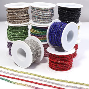 5 yards 4mm Rhinestone Rope Glitter Crystal Rhinestone Banding Cord DIY Sewing For Clothes Shoes Bags Wedding Costume Decoration
