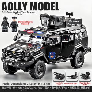 XINGXINGKEJIAO | Explosion-Proof Armored Vehicle Model Simulation Alloy Police Car for Boys