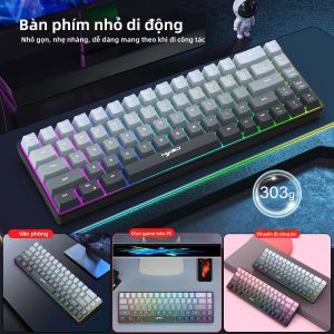 Bàn Phím Chơi Game Có Dây Mini Có Đèn Nền RGB 68 Phím Bàn Phím Màng Chống Ghosting Siêu Nhỏ Gọn Dành Cho Máy Tính Để Bàn Và Máy Tính Xách Tay