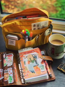 Large Capacity Canvas Storage Bag Student Notebook Pen Case Portable Multi-Function Pure Color School Supplies Organizer