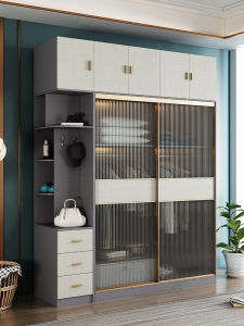 Affordable Luxury Style Sliding Door Wardrobe For Home Bedroom Component Wardrobe Minimalist Modern Small Sliding Glass Door Wardrobe