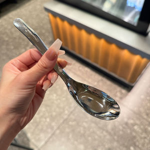 Super Practical Recommend #316 Stainless Steel Flat-Bottom Spoon For Home Short Handle Soup Drinking Spoon Baby Eating Spoon Ingot Spoon