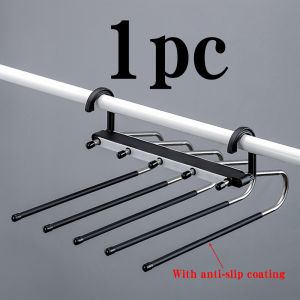 5-Tier Space Saving Pants Hangers Non-Slip Clothes Organizer 5  Layered Pants Rack For Scarf Jeans Trousers