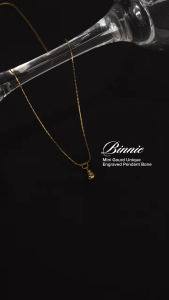 HB Jewelry BINNIE Mini Gourd Unique Engraved Pendant Bone Chain Necklace for Women Non Tarnish Hypoallergenic Non Fading Elegant Minimalist Everyday Wear Fashion Jewelry Lightweight Necklace