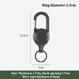 1/2/3pcs Heavy Duty Retractable Pull Badges ID Reel Carabiner Key Chain Steel Wire Rope Buckle Key Holder Outdoor Keychain Tools
