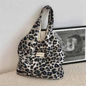 Fashionable Leopard Print Large Capacity Casual Shoulder Bag for Women Commuting And Class New 2024 Soft Polyester Tote Bag