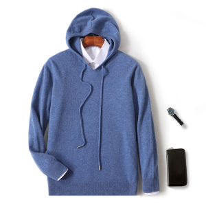 2025 Mens 100% Merino Pure Wool Knitted Hoodie Womens Style Large Size Autumn/Winter Warm Outdoor Sweater Solid Color Top YJ