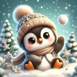 Huacan Full Square Round Drill Diamond Painting Penguin Winter Diamond Mosaic Cartoon Art Decorative Paintings