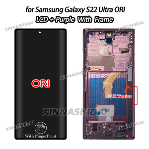 AAA+AMOLED LCD For Samsung S22 Ultra For OLED LCD Display Touch Screen Digitizer Assembly Replacement With Battery Cover