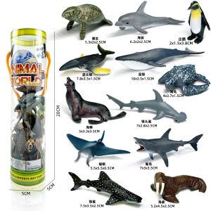 12pcs/set Updated Simulated Marine Animals Penguin Toy Model Realistic Sea Life Turtle Whale Toys For Children Christmas Gifts