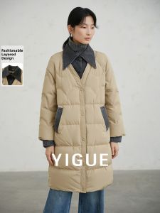 Yigue | Fashionable Faux Layered Womens Long Down Jacket