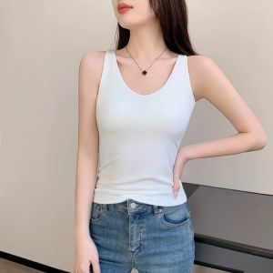 QIAOCHENXIAN | Cotton Spandex V-neck Sleeveless Vest For Spring Summer Wear