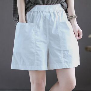 100% Pure Cotton Workwear Shorts Womens Loose Wide Leg Thin High Waist Five-Quarter Pants Korean Style Summer New Arrival