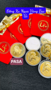 CẶP TIỀN ĐỒNG XU ÚC MẠ VÀNG MẠ BẠC 2026 HÌNH CON NGỰA KÈM HỘP NHUNG NỀN ĐỎ (FREESHIP)