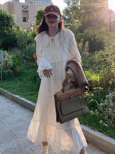 Early Autumn New Style French High-End Sensation Beautiful Personality Small Size Long Sleeve Little Fragrance Wind Absolutely Beautiful White Dress Women