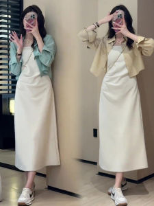 สไตล์ฝรั่งเศส เสื้อเชิ้ตป้องกันแสงแดดสุภาพสตรีตัวยาวสั้น ลำลอง ลมตรงประเภทท่อเย็บปะติดปะต่อ ดีไซน์ ปกโปโล ยาว แขนเสื้อ