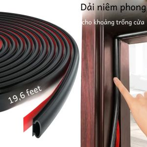 6M Cao Su Thời Tiết Tước Cói Dây Tự Dính Chống Thấm Nước Cách Âm Cửa/Cửa Sổ Weatherstrip 1 Chiều Dài Cuộn