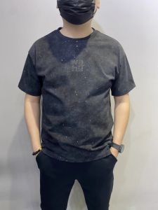 Summer Mens Short Sleeve round Neck T-Shirt Fashionable Brand Letter Print Breathable Cotton Casual Top Youth Trend